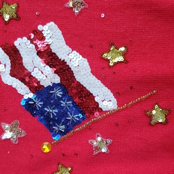 Quackery Factory Red White & Blue Patriotic Cotton Tunic Sweater M memorial day - Picture 2 of 5